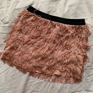 Zara Pink Fringe Mini Skirt